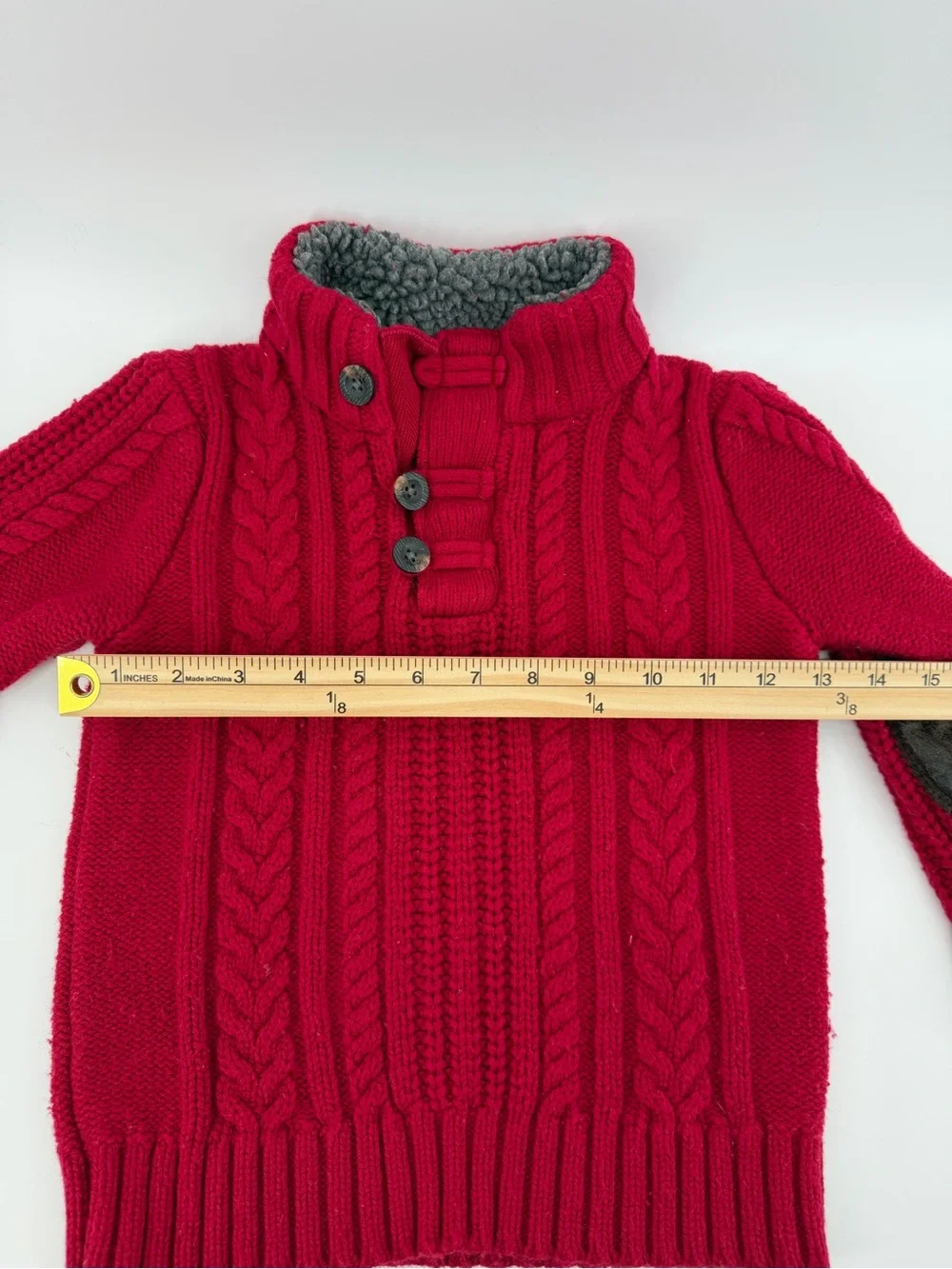 baby GAP Red Cable-Knit Pullover Sweater with Sherpa Collar